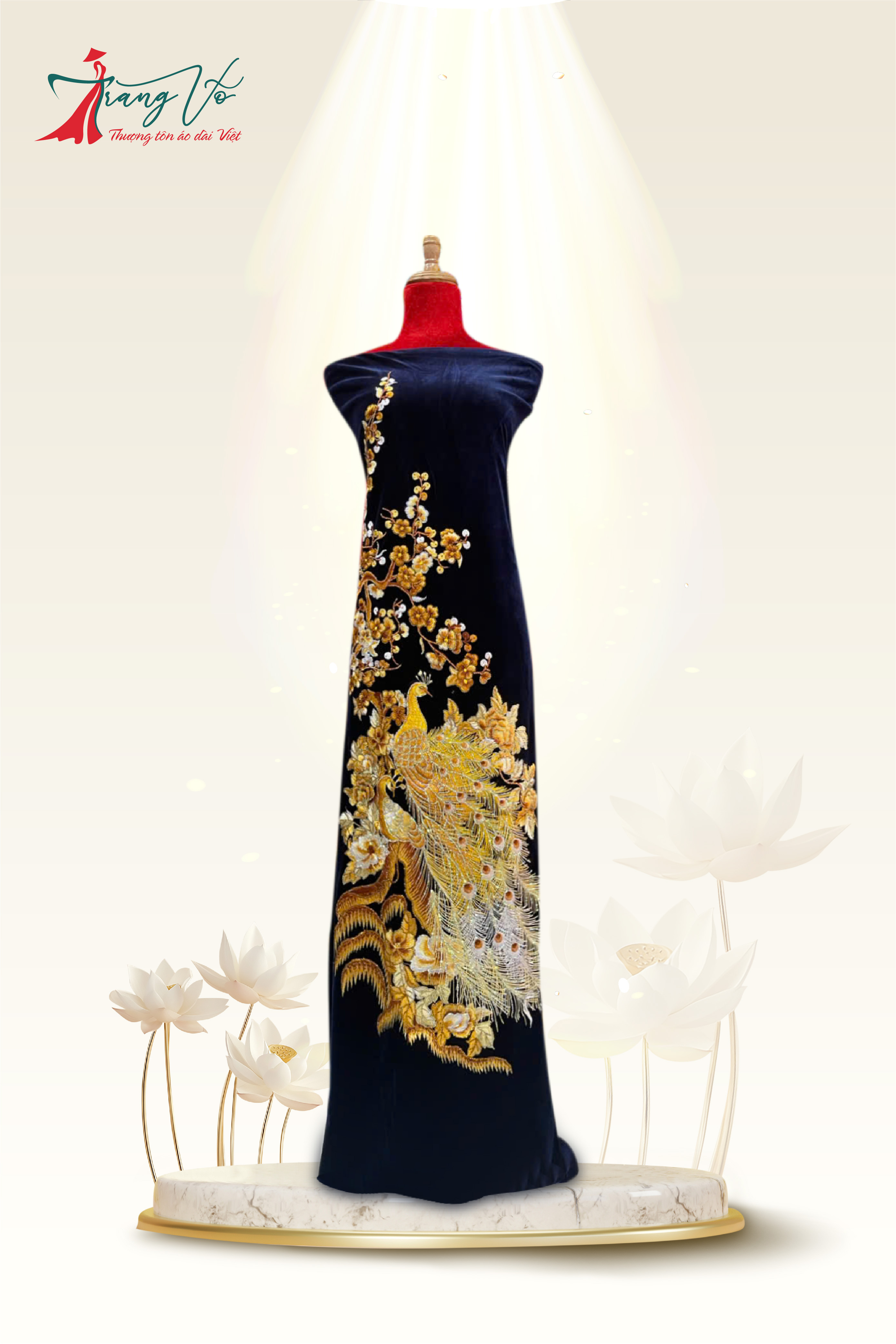 NHUNG TUYẾT THÊU KẾT PHA LÊ HỌA TIẾT CHIM CÔNG #02112401